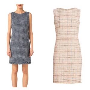 Akris Punto pink/cream shift tweed mini dress NEW